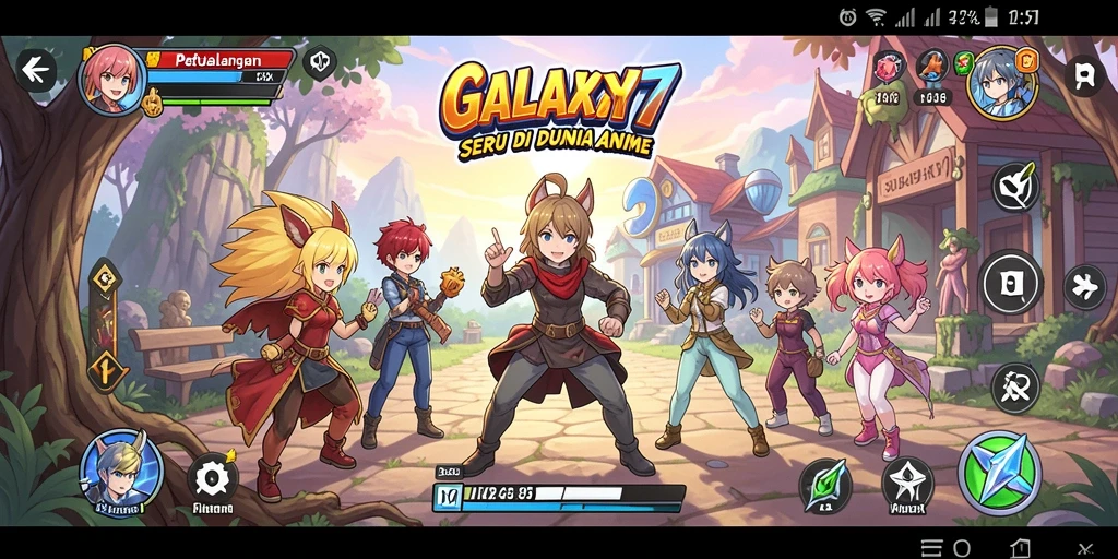 Tampilan gameplay seru di GALAXY77 dengan karakter Anime terkenal.