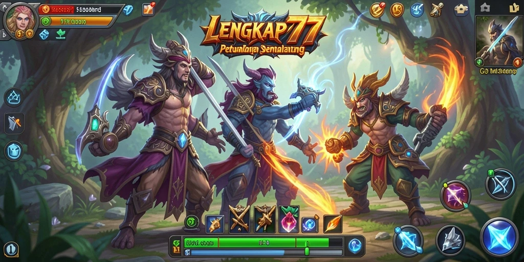 Tangkapan layar gameplay epik dari LENGKAP777 yang menampilkan aksi pertarungan MMORPG.