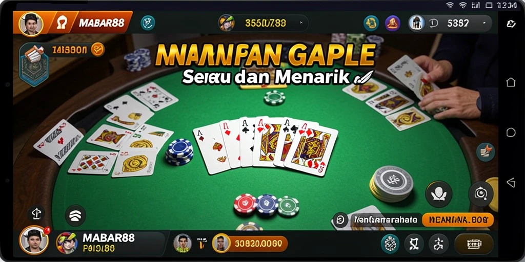 Screenshot gameplay Gaple MABAR88 yang seru dan interaktif.