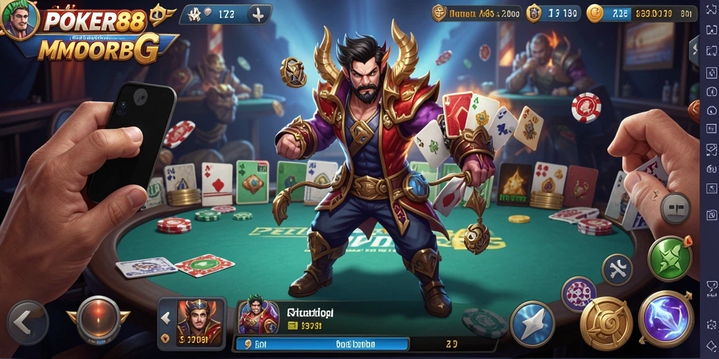 Tampilan gameplay seru di POKER88 yang menampilkan pertarungan epik.