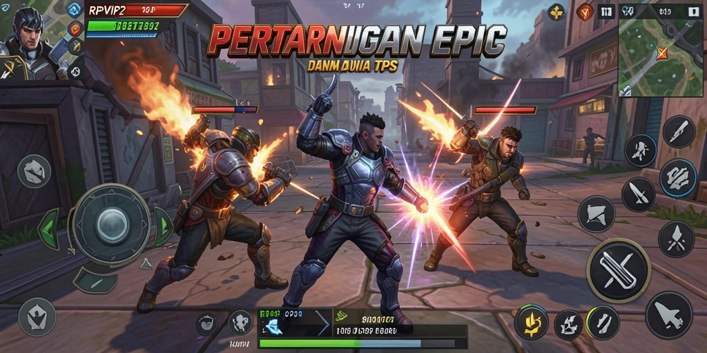 Tampilan dinamis gameplay RPVIP2 dengan aksi tembak-menembak.