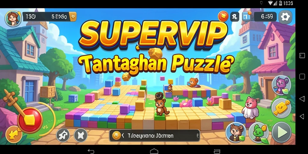 Screenshot SUPERVIP menampilkan gameplay puzzle yang seru dan menantang.