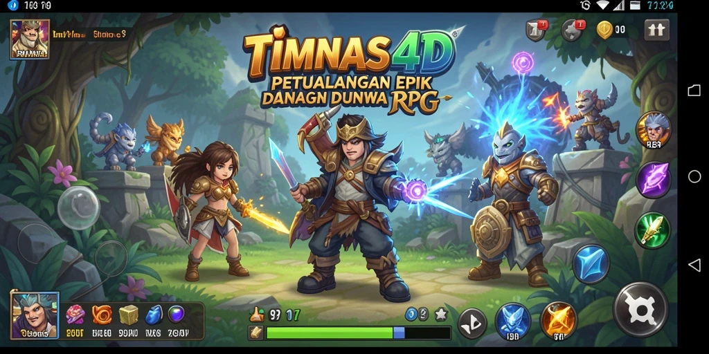 Screenshot gameplay TIMNAS4D menampilkan pertarungan seru dan karakter yang menawan.